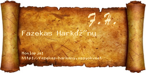 Fazekas Harkány névjegykártya
